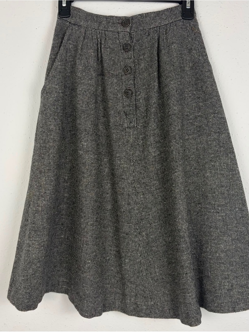 Vintage Bus Stop by Lee Bender London Wool Blend Midi Skirt Made in England
